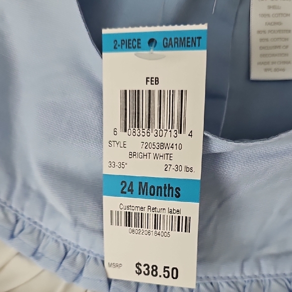 First Impressions Blue and White Baby Outfit - Picture 4 of 6